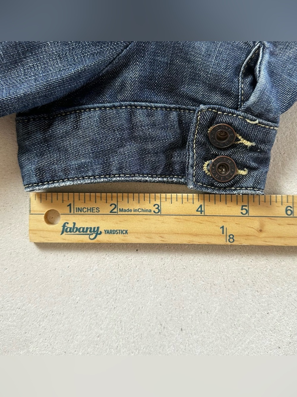 Guess Jeans Dark Denim Ruffled Short-Sleeve Jacket - Picture 6 of 9